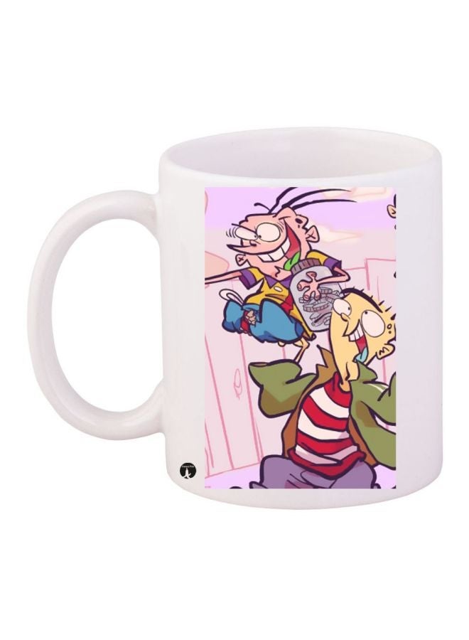Cartoon Printed Coffee Mug White/Pink/Purple 11ounce