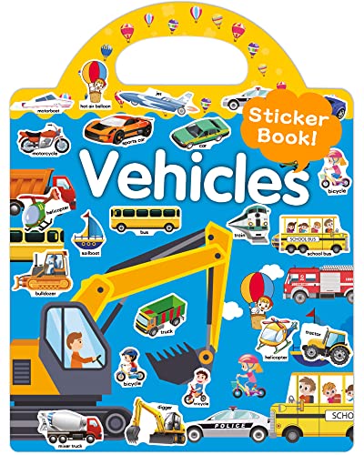Benresive Reusable Sticker Books for Toddlers Fun Travel Stickers for Kids Toddler Sticker Book Crafts Activities for Toddlers 3 and Up Easter Basket Stuffers Birthady Gifts Vehicle - Image 1