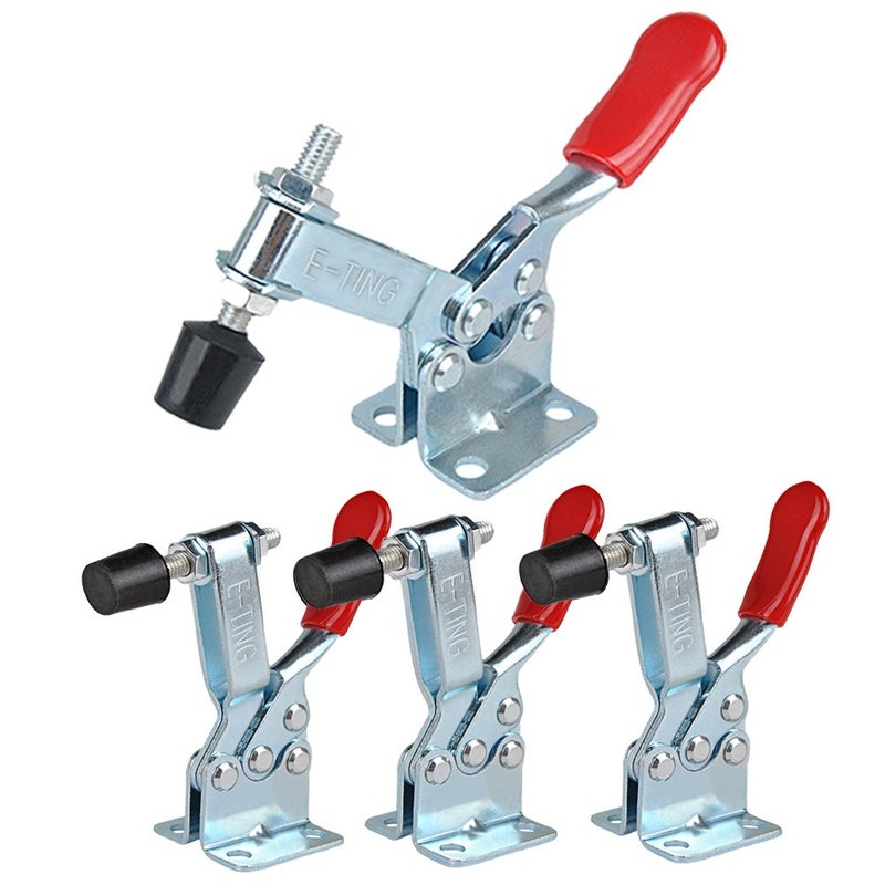 E-TING 4pcs Hand Tool 201B Toggle Clamp 198Lbs Antislip Red Horizontal Clamp 201-B Quick Release Tool - Image 1