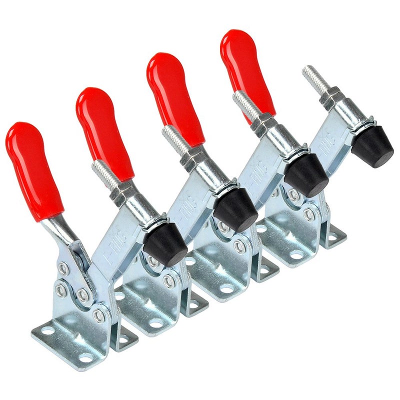 E-TING 4pcs Hand Tool 201B Toggle Clamp 198Lbs Antislip Red Horizontal Clamp 201-B Quick Release Tool - Image 3