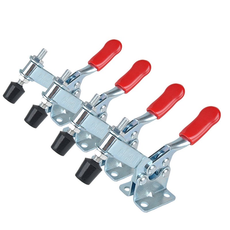 E-TING 4pcs Hand Tool 201B Toggle Clamp 198Lbs Antislip Red Horizontal Clamp 201-B Quick Release Tool - Image 2