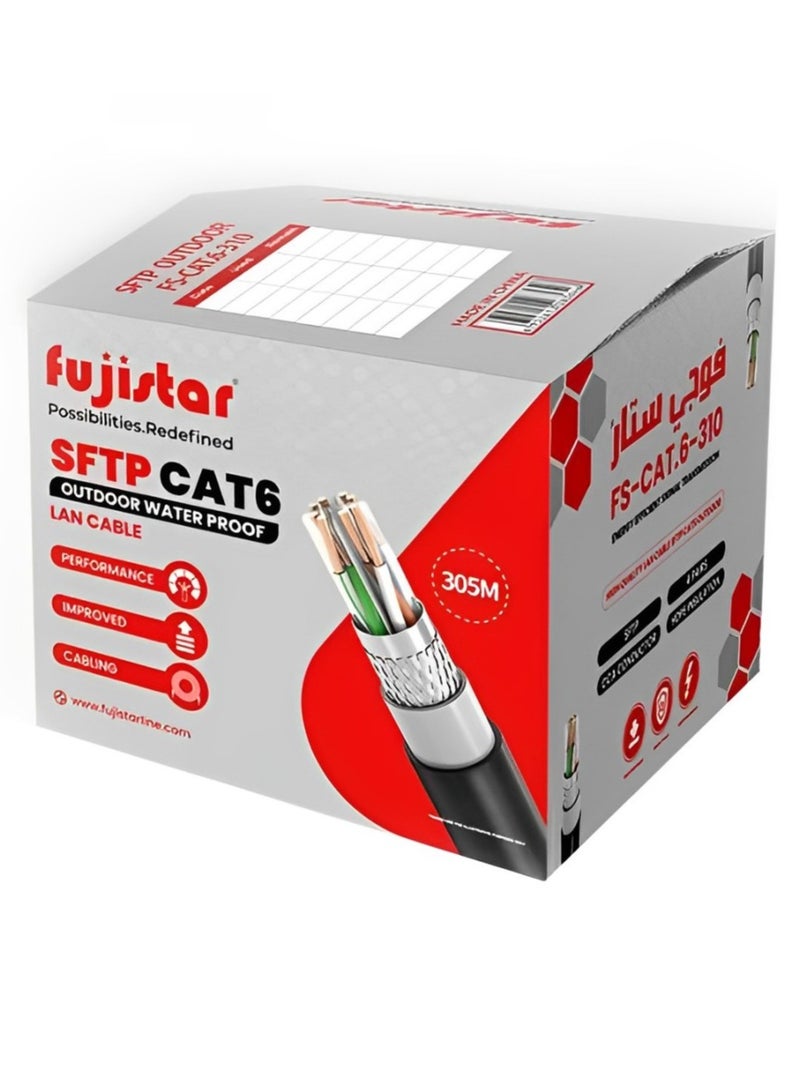 fujistar FS CAT6 310 Fujistar Network Cable – 305M SFTP Heavy-Duty Waterproof Outdoor Ethernet Cable for Reliable Performance in Harsh Environments