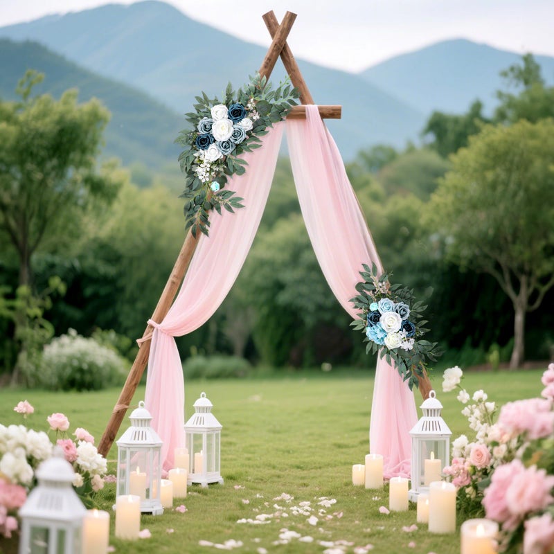 Aeaocvo 2 Packs Wedding Arch Flowers, 28â€/20â€ Blue Artificial Flower Swag for Wedding Welcome Signs Ceremony, Reception, Floral Arch Arrangement, Backdrop Decoration - Image 4