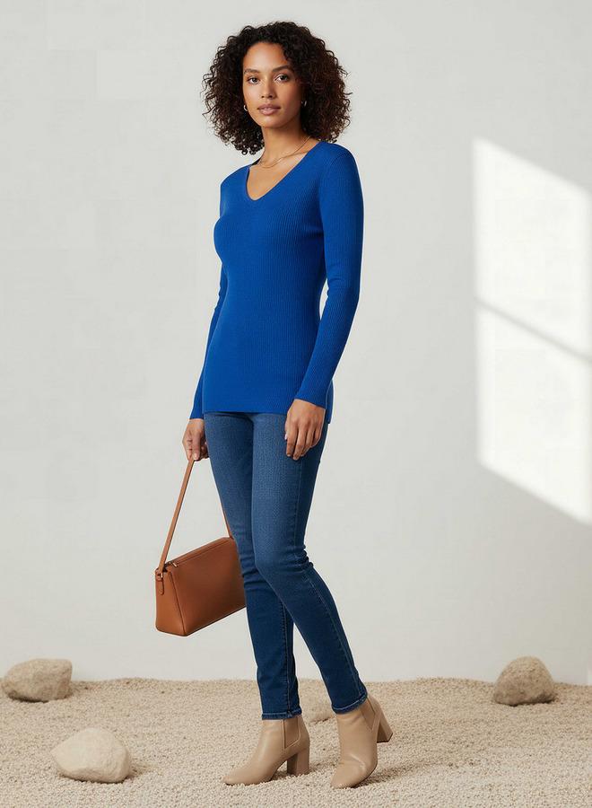 2Xtremz Regular Fit Ribbed V-neck Tricot Sweater - Image 2