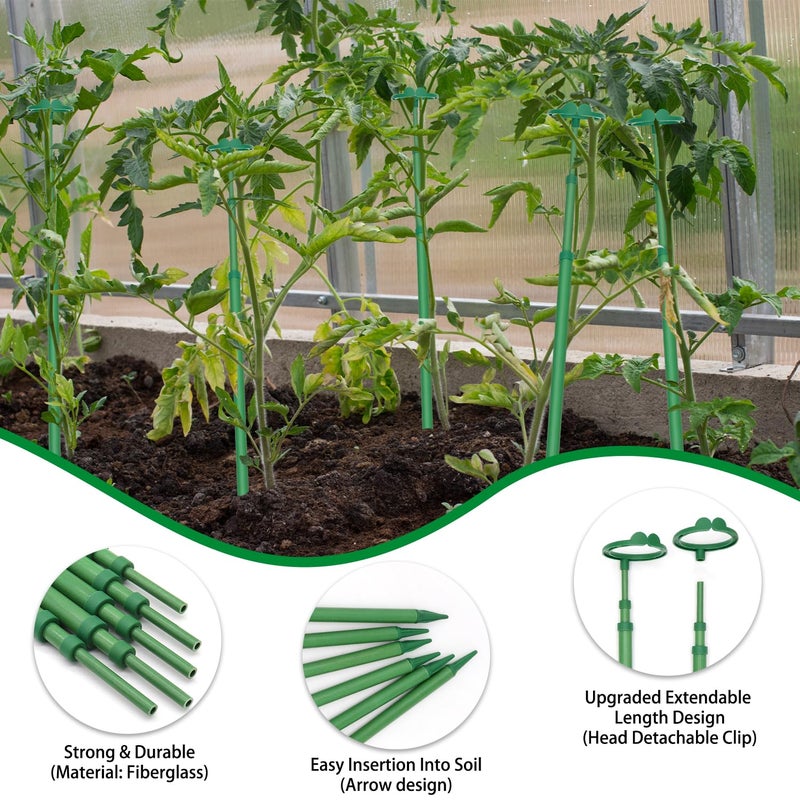 BOVITRO Extendable Plant Stakes, Length Scalable from 17.9IN to 42.3IN Plant Support Stake, Orchid Sticks with Clips for Indoor Outdoor,Garden Stakes for Plant,Tomato,Vegetables,Monstera,Vine - 5Pack - Image 5