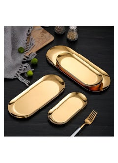 4 Golden Rectangular Serving Tray Different Sizes