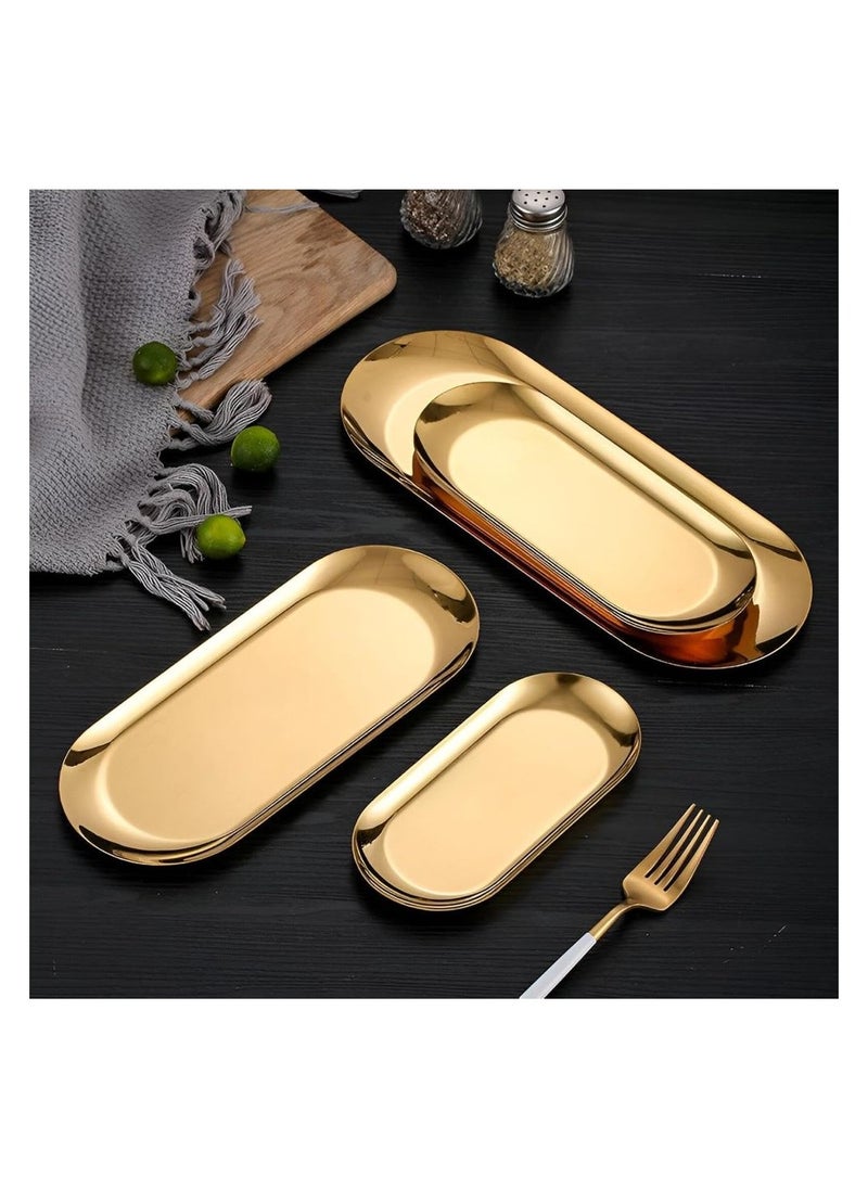 Generic - 4 Golden Rectangular Serving Tray Different Sizes - Image 1