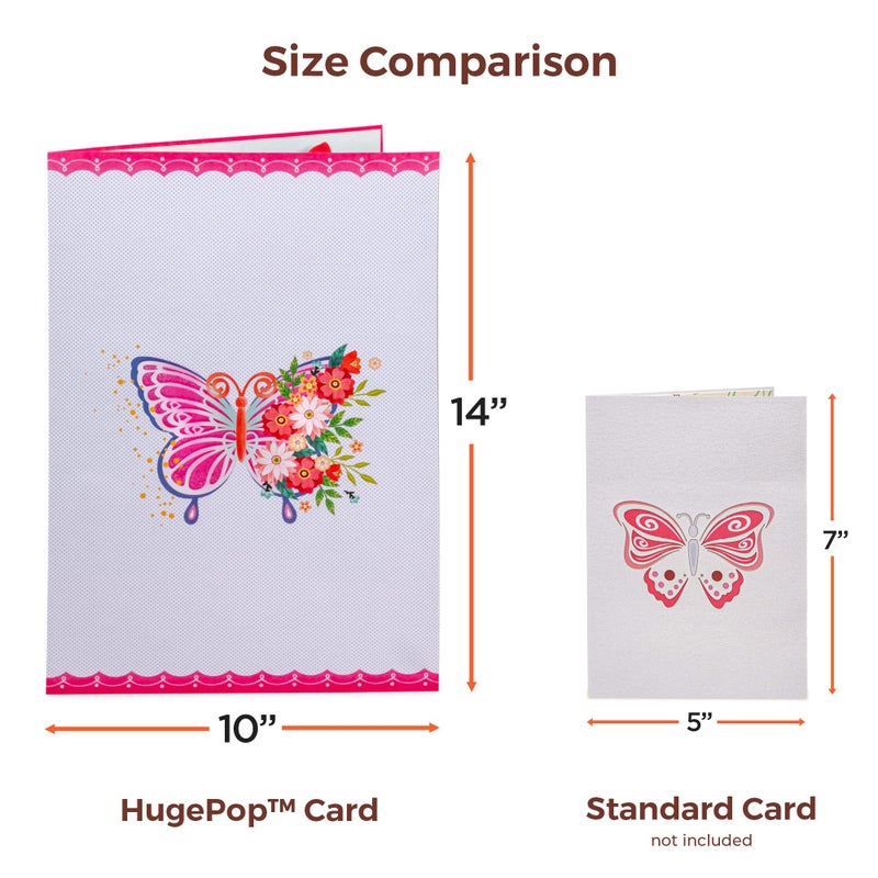 Paper Love 3D Floral Butterflies Pop Up Valentines Day Card, Jumbo Displayable Art, Gift for Valentines Day, Birthday, Wedding, Anniversary, Thank You, Get Well, All Occasion - 10" x 14" Cover - Includes Envelope and Note Card - Image 2