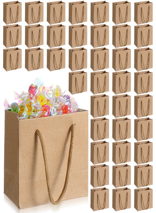 Caeuiciw 40 Pcs Brown Mini Gift Bags with Handle Gift Card Bags Bulk Extra Small Paper Party Favor Boxes Tiny for Christmas Wedding Baby Shower Birthday Wrapping Supplies, 4.7 x 3.9 x 2.3 Inches - Image 1