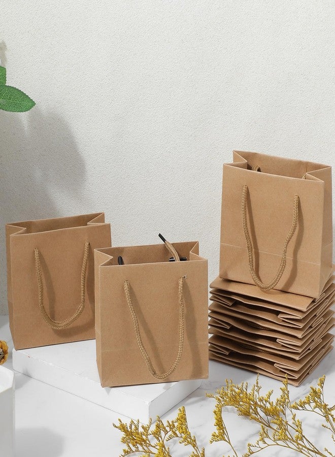Caeuiciw 40 Pcs Brown Mini Gift Bags with Handle Gift Card Bags Bulk Extra Small Paper Party Favor Boxes Tiny for Christmas Wedding Baby Shower Birthday Wrapping Supplies, 4.7 x 3.9 x 2.3 Inches - Image 4