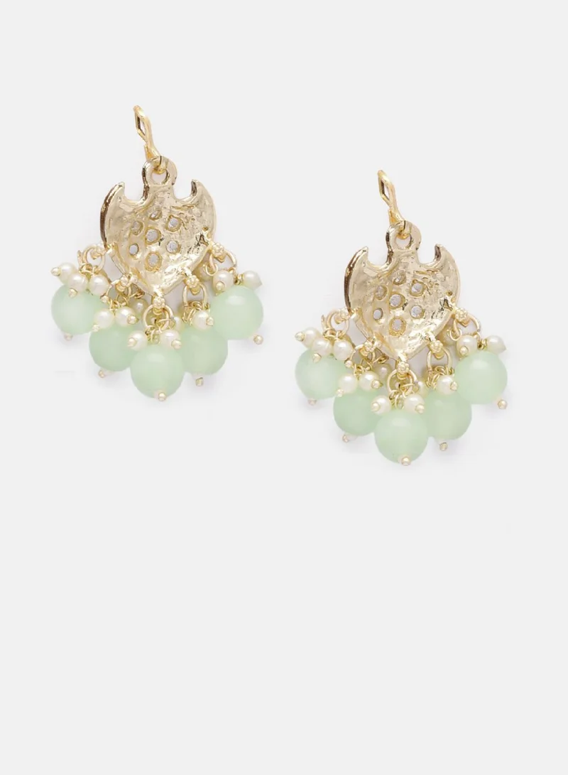 Priyaasi Kundan-Studded  Beaded Contemporary Drop Earrings