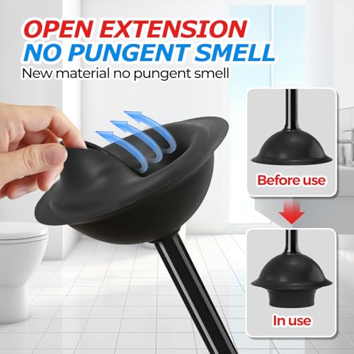 FORASTO Toilet Plunger with Holder,Plungers for Bathroom with Holder,Plunger with Cover,Bathroom Decor，Bathroom Accessories，Toilet Bowl Cleaners,Black(19inch) - Image 4