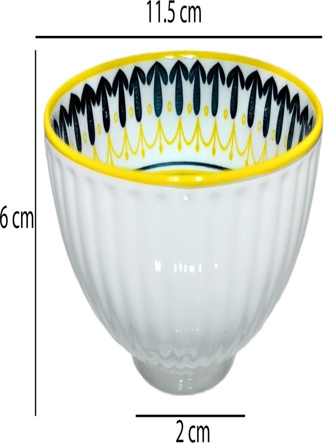 Lemon Tree Microwave Safe and Dishwasher Safe, 300 ML Ceramic Snack Bowls Set of 2 for Serving Vegetable, Dal, Maggi, Cereal, Salad Bowl, Bowl for Snacks (Yellow & Dark Green & White) - Image 3