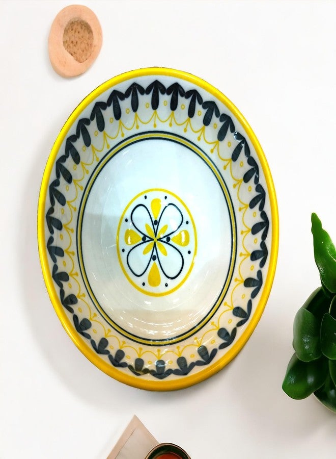 Lemon Tree Microwave Safe and Dishwasher Safe, 300 ML Ceramic Snack Bowls Set of 2 for Serving Vegetable, Dal, Maggi, Cereal, Salad Bowl, Bowl for Snacks (Yellow & Dark Green & White) - Image 4