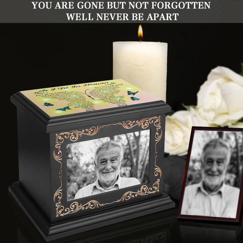ADMLC Cremation Urns for Human Ashes Adult Male or Female, Funeral Memorial Urns for Ashes with Photo Frame, Wooden Urns Box and Casket for Men Women, Burial Urn for Adults Up to 200 IBS - Image 4