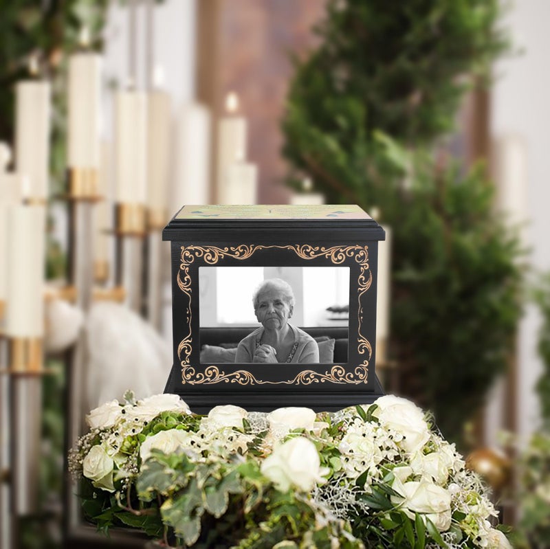 ADMLC Cremation Urns for Human Ashes Adult Male or Female, Funeral Memorial Urns for Ashes with Photo Frame, Wooden Urns Box and Casket for Men Women, Burial Urn for Adults Up to 200 IBS - Image 5