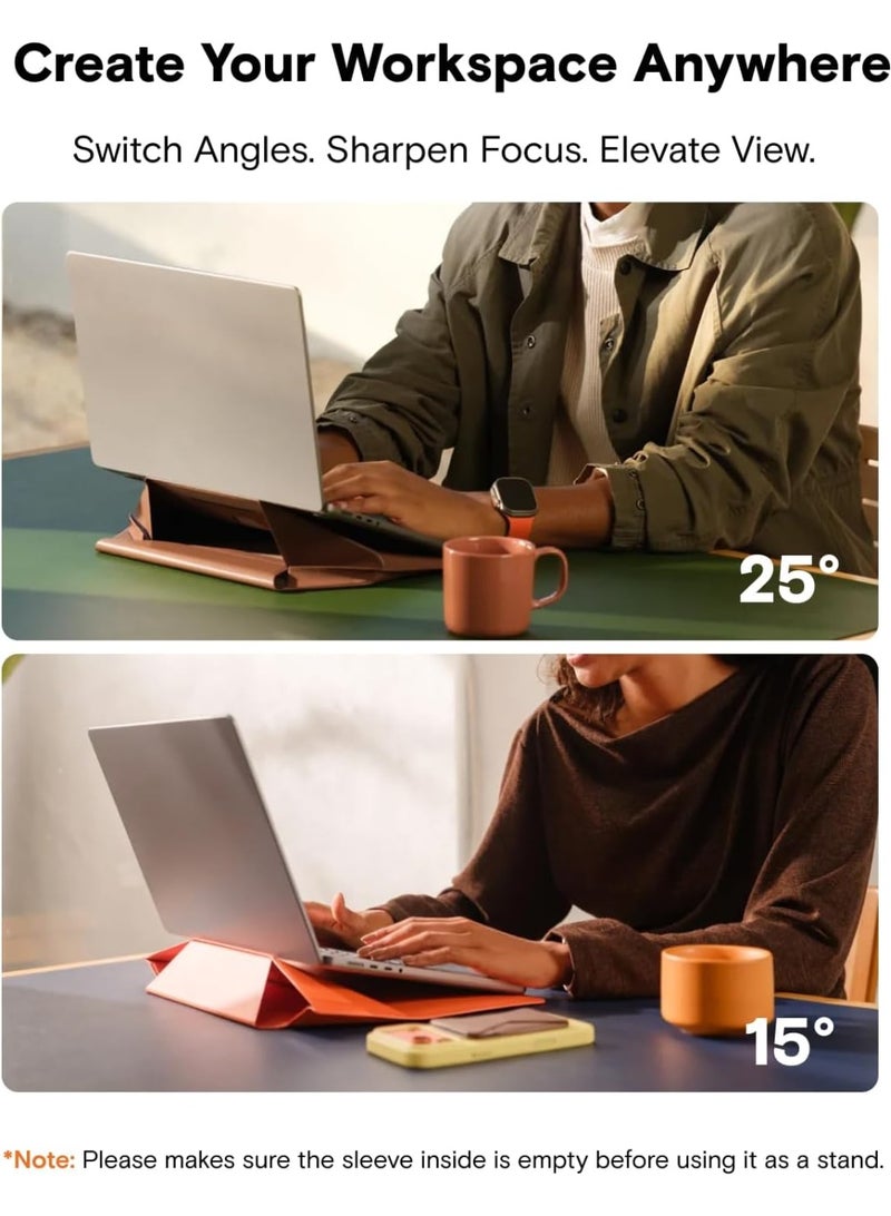 موفت حقيبة كمبيوتر محمول MOFT مع حامل، مناسبة لأجهزة الكمبيوتر المحمولة مقاس 15-16 بوصة، مصنوعة من الجلد النباتي، مزودة بزوايا قابلة للتعديل، ومساحة تخزين قابلة للتوسيع، متوافقة مع MacBook Air 2021 و2022 - Image 5