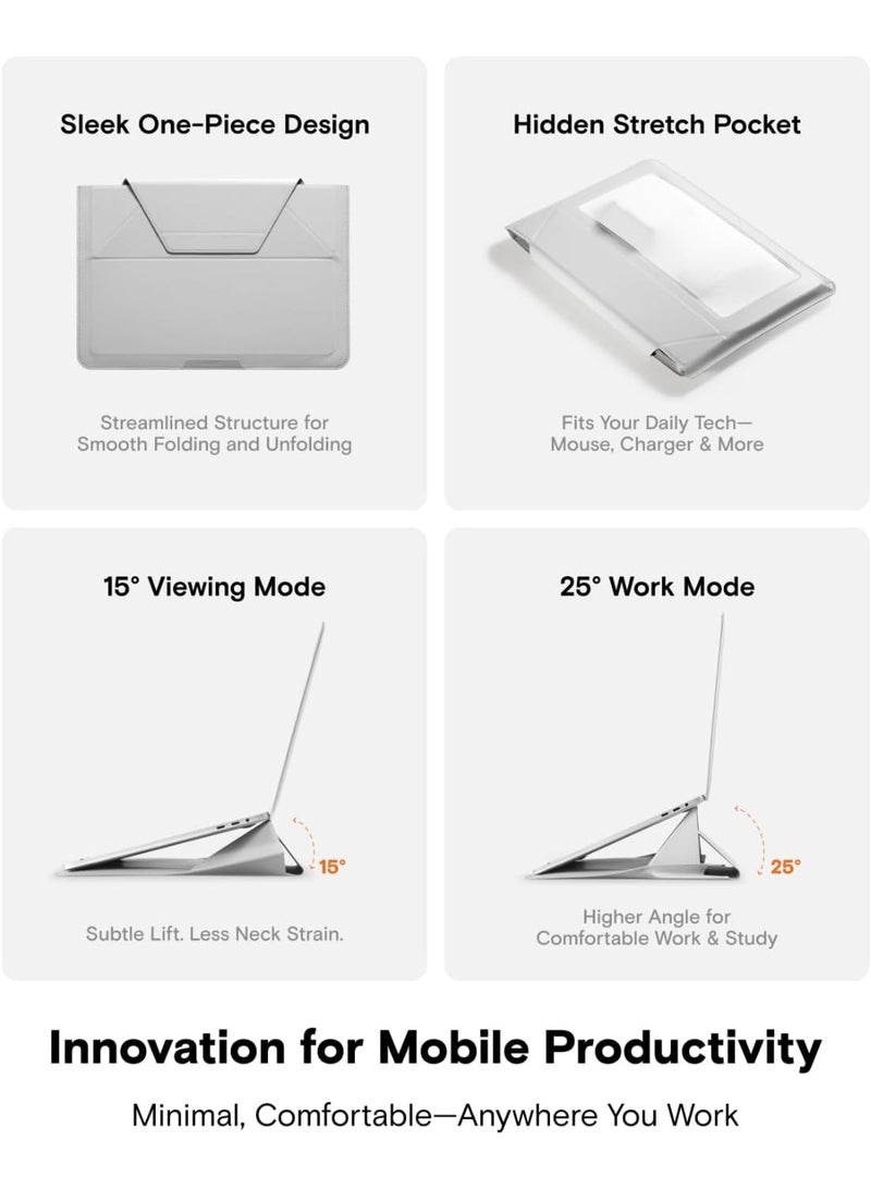 موفت حقيبة كمبيوتر محمول MOFT مع حامل، مناسبة لأجهزة الكمبيوتر المحمولة مقاس 15-16 بوصة، مصنوعة من الجلد النباتي، مزودة بزوايا قابلة للتعديل، ومساحة تخزين قابلة للتوسيع، متوافقة مع MacBook Air 2021 و2022 - Image 2