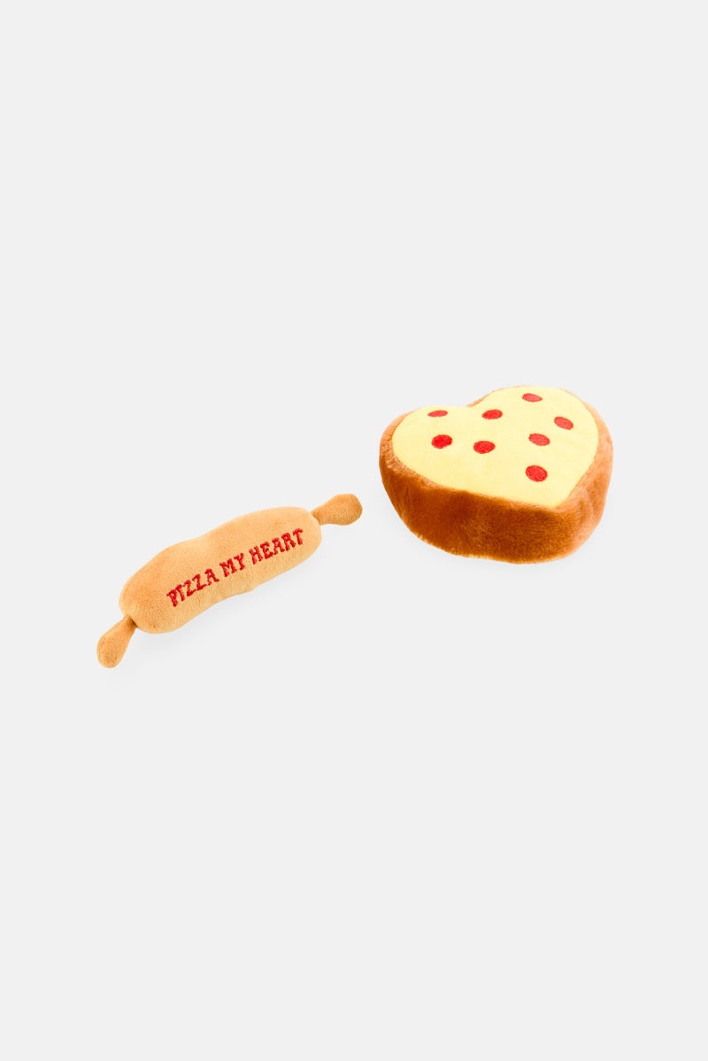 Posh Paws 2 Pieces Squeak Me Pizza Heart And Roller Plush Toy, Multicolor  - Image 4
