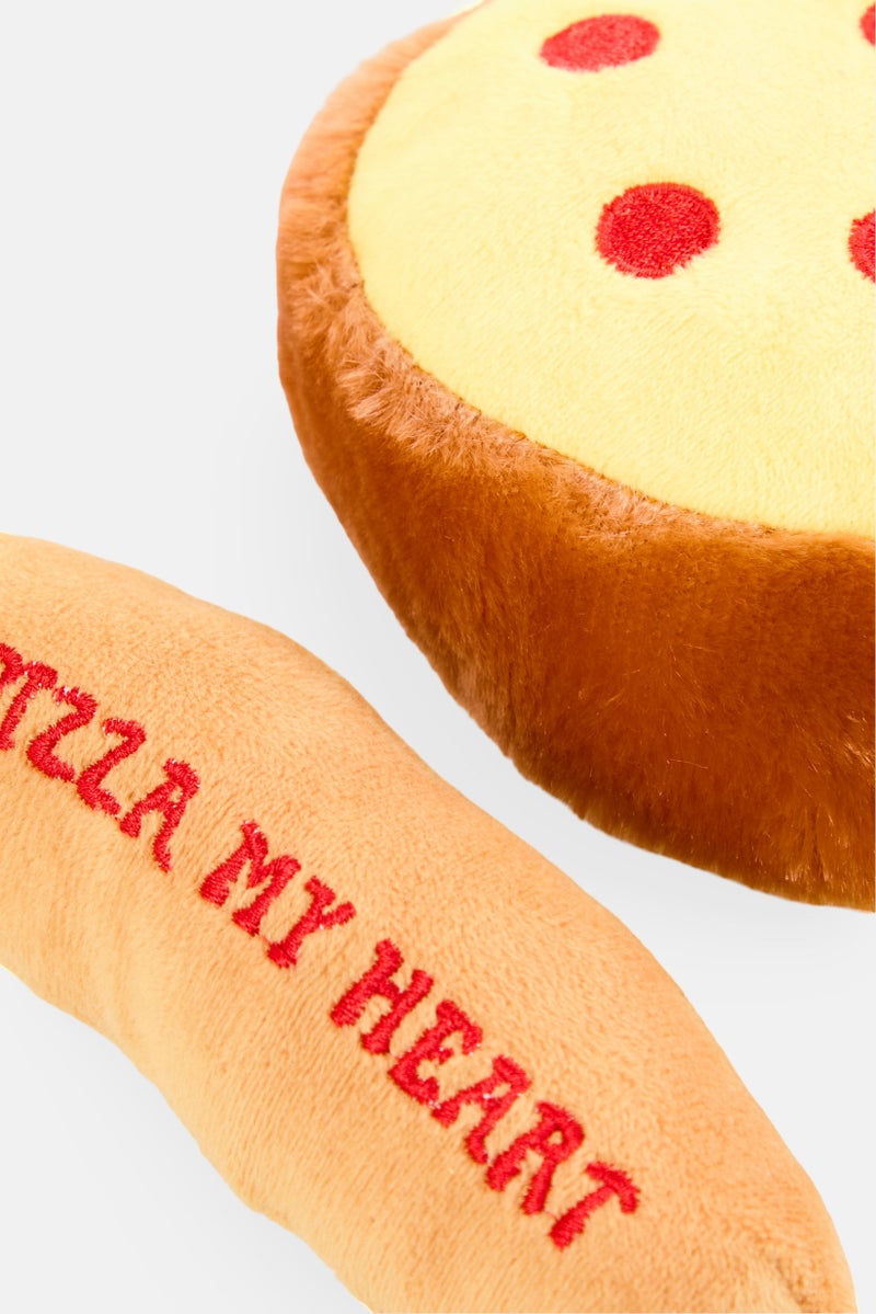 Posh Paws 2 Pieces Squeak Me Pizza Heart And Roller Plush Toy, Multicolor  - Image 5