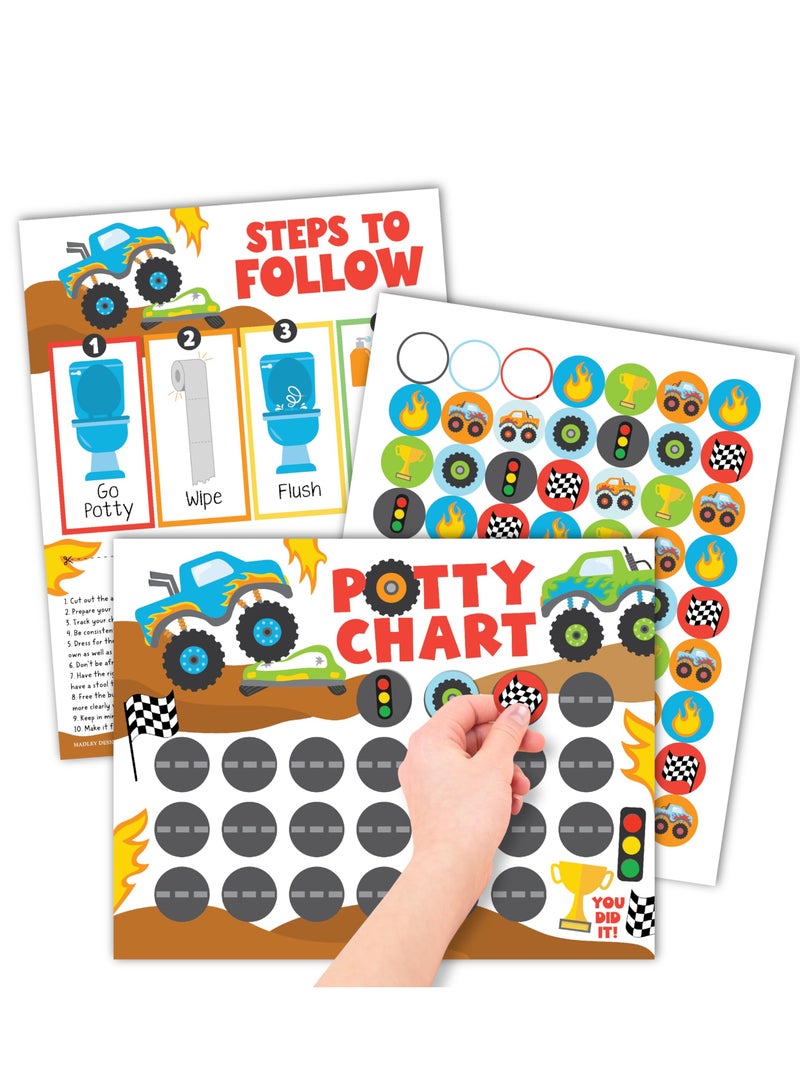 Beauenty 10 Sheet Potty Training Chart, Potty Training Chart with Stickers Toilet, Potty Training Charts Stickers for Toddlers, Fun and Motivating Themes for Every Child (Truck) - Image 1
