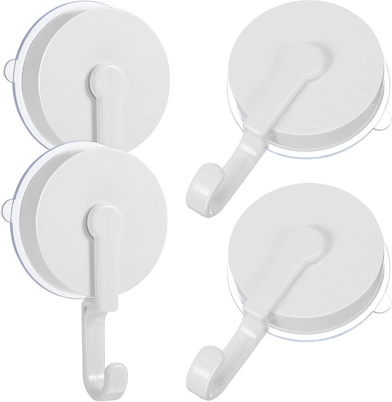 TOYANDONA Heavy Duty Rotatable Suction Cup Hooks 4pcs Large Bathroom Window Suction Hooks for Shower Towel Wreath Hanging Organizer - Image 1