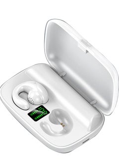 Excefore Wireless Earbuds with Earhooks Mini Bone Conduction Headphones Waterproof Bluetooth Earpiece Noise Canceling Headset Sports 5.0 Earphones for Cycling Driving, Gym, White  - Image 1