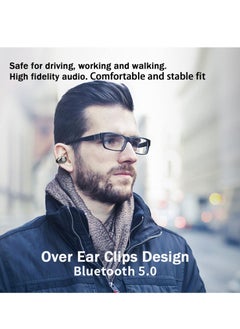 Excefore Wireless Earbuds with Earhooks Mini Bone Conduction Headphones Waterproof Bluetooth Earpiece Noise Canceling Headset Sports 5.0 Earphones for Cycling Driving, Gym, White  - Image 2