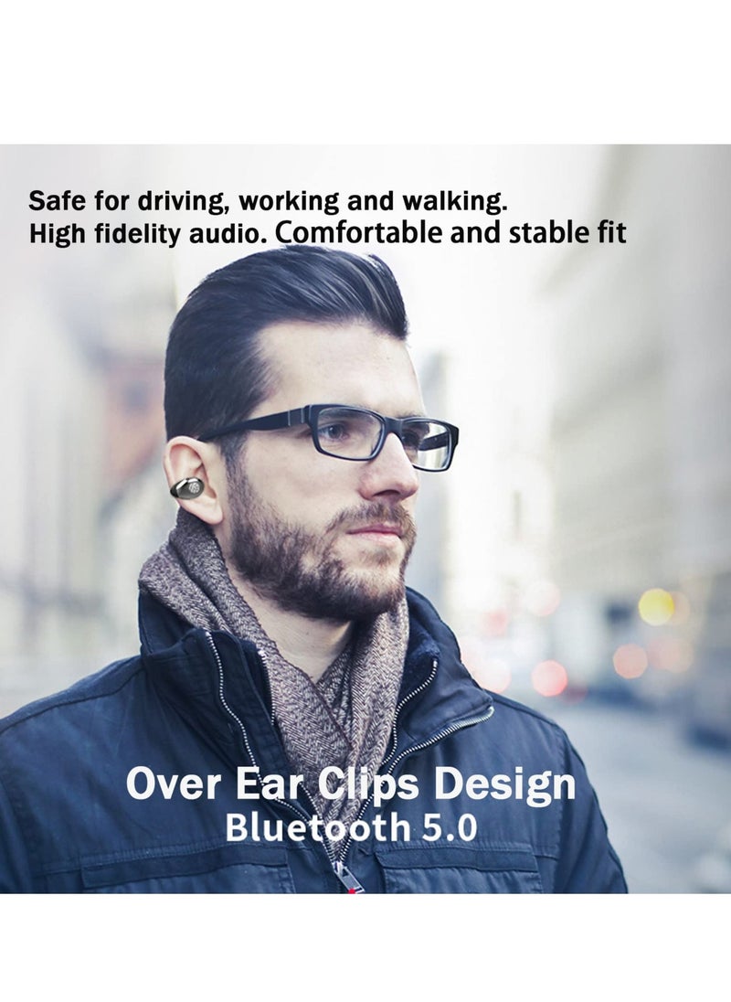 Excefore Wireless Earbuds with Earhooks Mini Bone Conduction Headphones Waterproof Bluetooth Earpiece Noise Canceling Headset Sports 5.0 Earphones for Cycling Driving, Gym, White  - Image 2