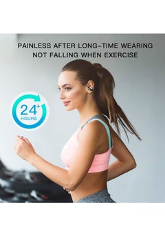 Excefore Wireless Earbuds with Earhooks Mini Bone Conduction Headphones Waterproof Bluetooth Earpiece Noise Canceling Headset Sports 5.0 Earphones for Cycling Driving, Gym, White  - Image 5