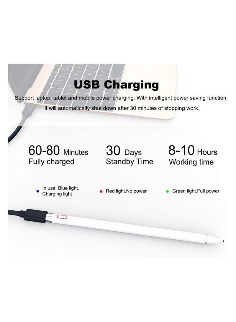 ELTRAZONE Capacitive Stylus Pen For Phone Tablet Touch Screen Pen for Android/IOS Apple iPad Tablet Samsung Stylus Pen Touch Pencil Draw (White) - Image 3