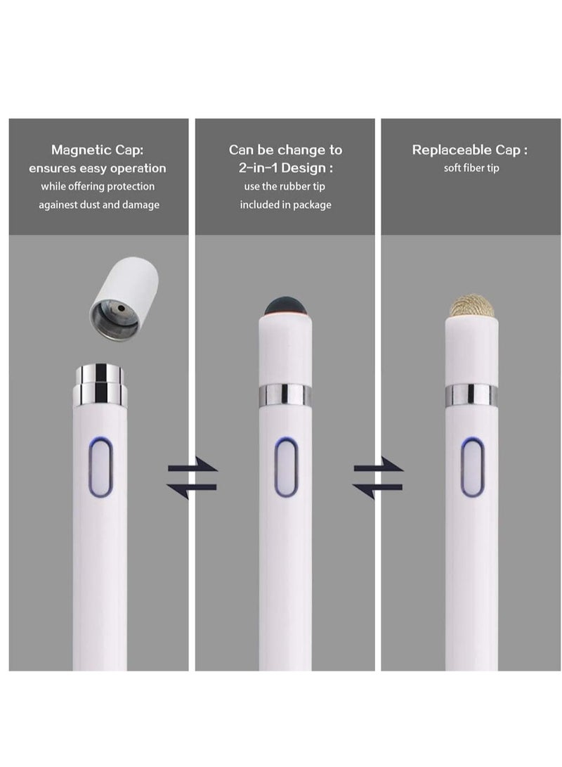ELTRAZONE Capacitive Stylus Pen For Phone Tablet Touch Screen Pen for Android/IOS Apple iPad Tablet Samsung Stylus Pen Touch Pencil Draw (White) - Image 4