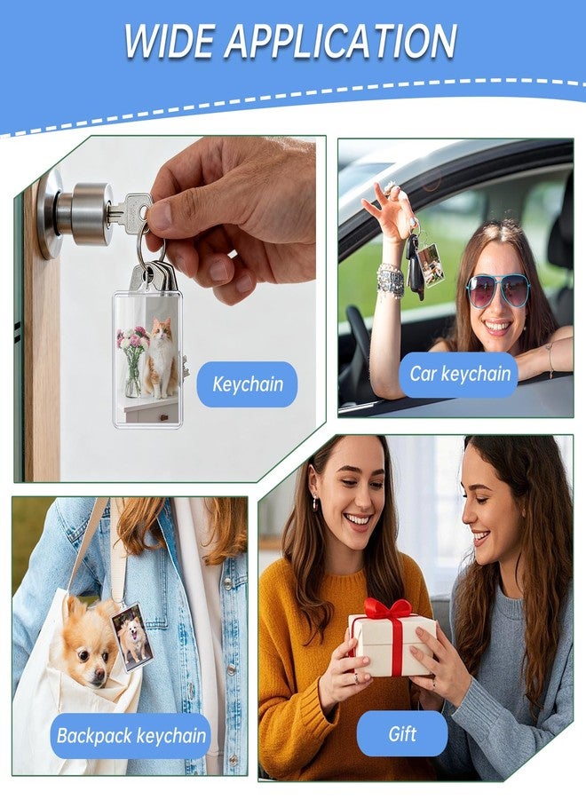 ZZYFGH مجموعة ZZYFGH من 8 قطع من سلاسل مفاتيح إطارات الصور (2 × 3 بوصة)، سلاسل مفاتيح صور مستطيلة شفافة من الأكريليك، مثالية للأعمال اليدوية وهدايا التخرج - مناسبة لحجم الصور 1.75 × 2.75 بوصة - Image 5
