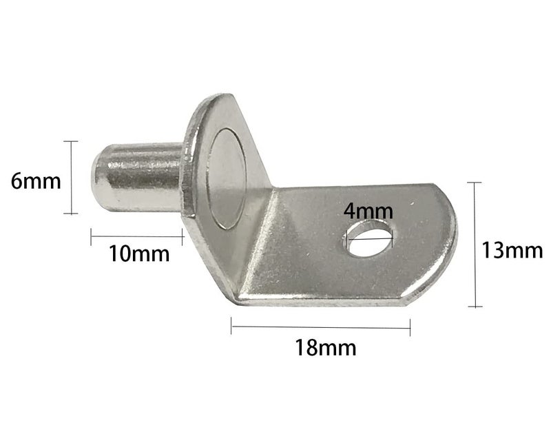 Delatanus 6mm Shelf Pegs,Bracket L-Shaped Support Pegs Pins with Hole for Cabinet Closet Nickel Plated-20PCS - Image 2
