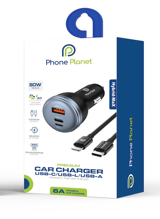 USB C Car Charger, Compatible With Apple 80 Watt Fast USB Car Charger Plug with PD&QC 3.0 Multi Port Compatible with iPhone