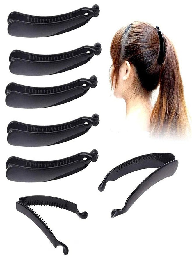 Ublic 6 Piece Black Banana Clips Hair for Thick Hair, Strong Hold Ponytail 4" Glossy Banana Clips for Women and Girls, Hair Accessories - Image 1