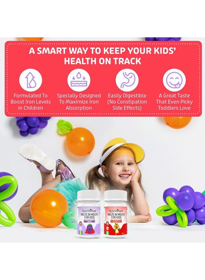 NutritiPure NutriPure Kids Chewable Iron Supplement, Ferronyl® Carbonyl Iron 9 mg, Vitamin C 30 mg, Grape Flavor, 90 Tablets (1 Bottle)  - Image 3