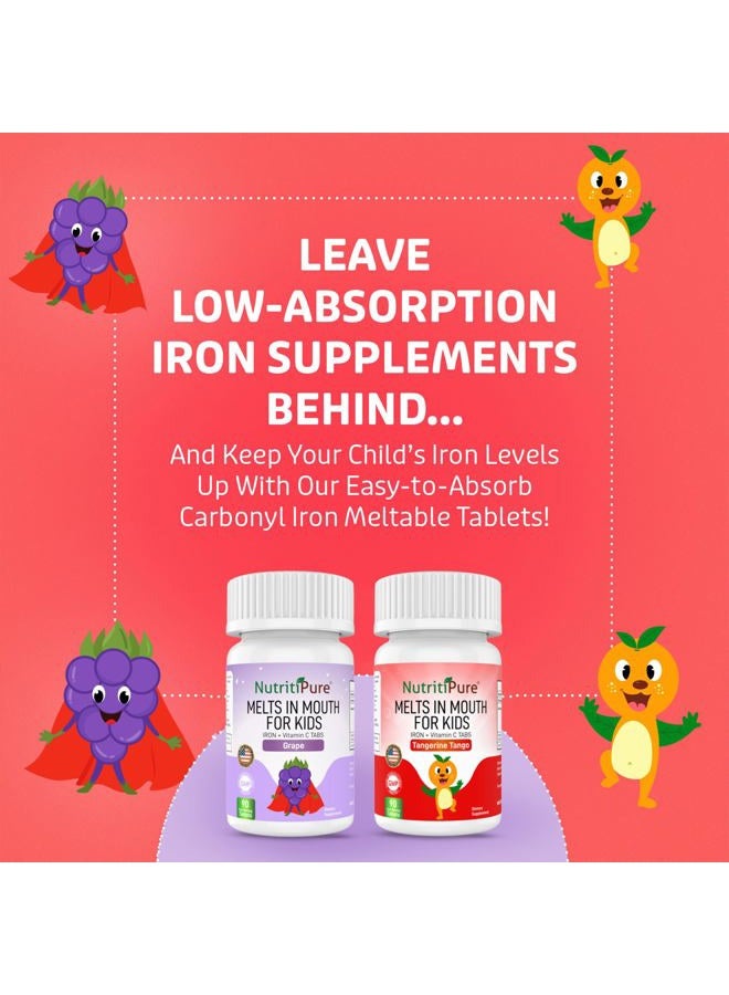 NutritiPure NutriPure Kids Chewable Iron Supplement, Ferronyl® Carbonyl Iron 9 mg, Vitamin C 30 mg, Grape Flavor, 90 Tablets (1 Bottle)  - Image 4