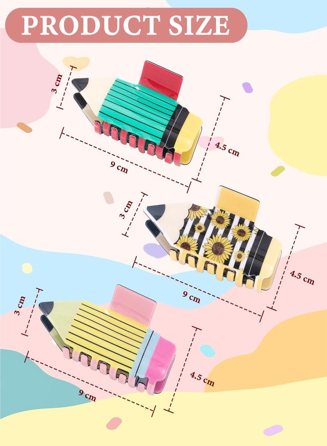 HAIMEIKANG 3 Pcs Pencil Hair Claw Clips for Teacher - Back-to-School Themed Cute Hair Barrettes - Teacher Appreciation Gifts, Party Costume, Christmas Accessories for Thick/Thin Hair - Image 3