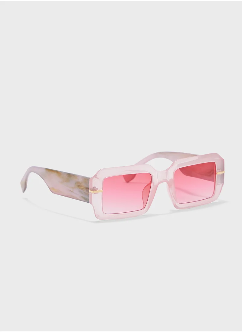 ELLA Marble Arm Rectangular Sunglasses