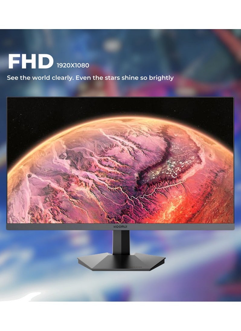 KOORUI - 24 FHD IPS Gaming Monitor, Ultra Slim Frame, 165Hz Refresh Rate, 1ms Response Time, 99% sRGB, FreeSync (G-Sync Compatible) VESA Mountable, HDMI / DisplayPort, Black | 24E3 - Image 1