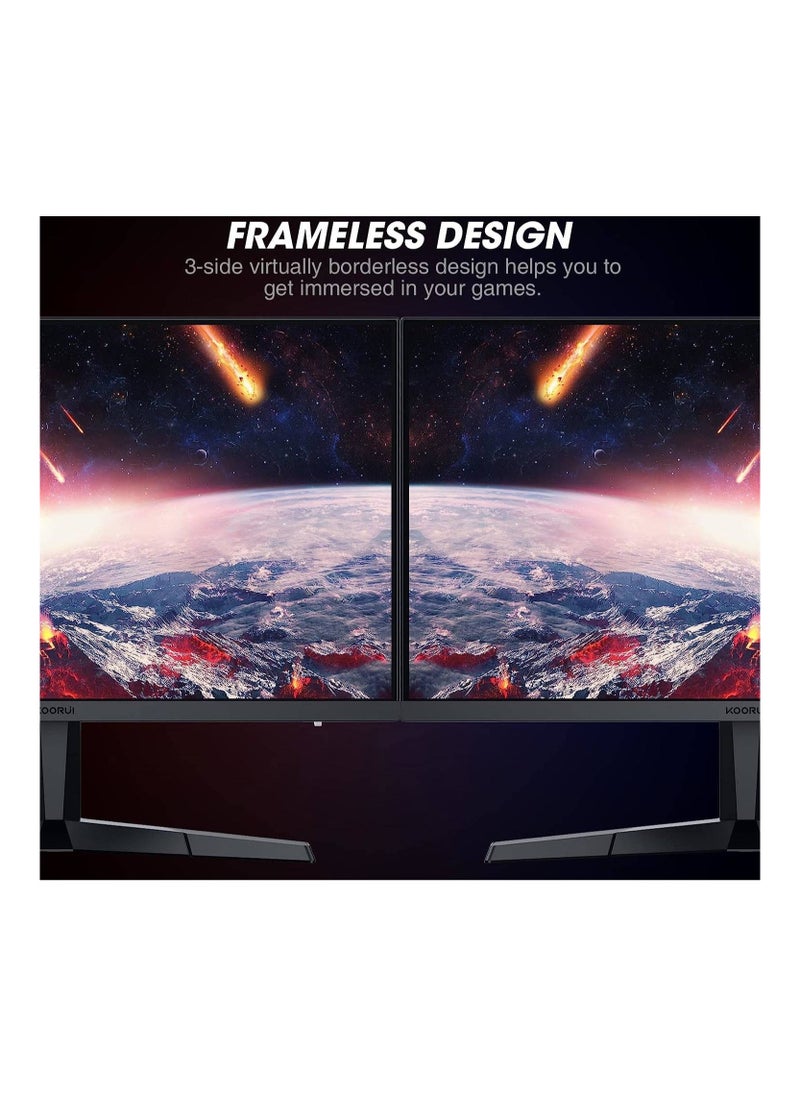 KOORUI - 24 FHD IPS Gaming Monitor, Ultra Slim Frame, 165Hz Refresh Rate, 1ms Response Time, 99% sRGB, FreeSync (G-Sync Compatible) VESA Mountable, HDMI / DisplayPort, Black | 24E3 - Image 1