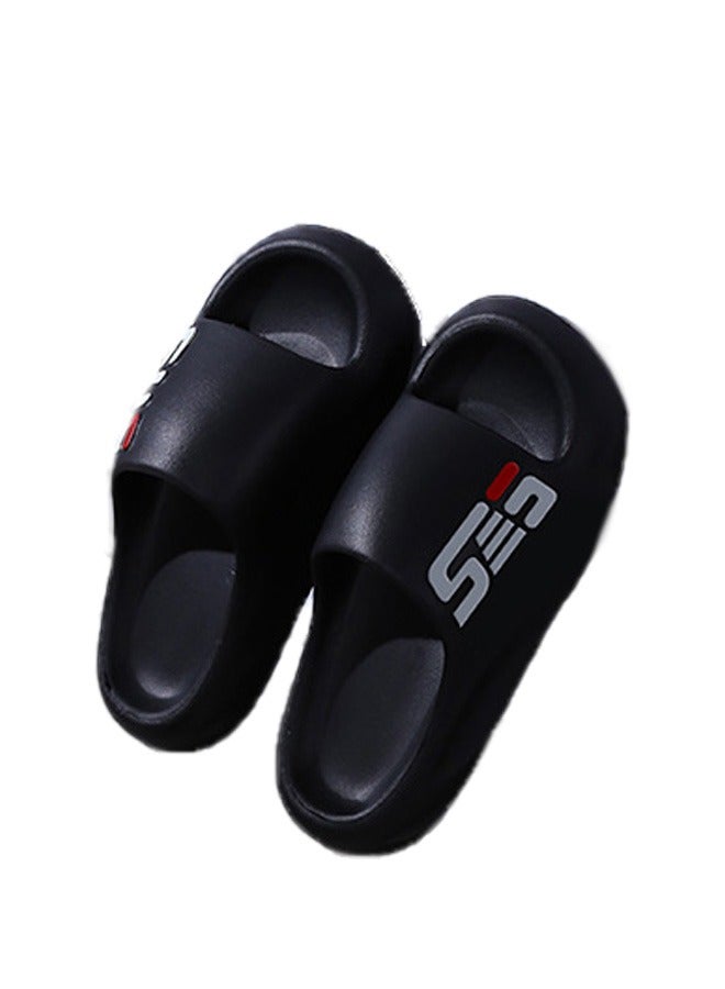 Ses Black summer outdoor wear-resistant home bathroom non-slip bathing soft bottom men's slippers (44-45EUR) - Image 2