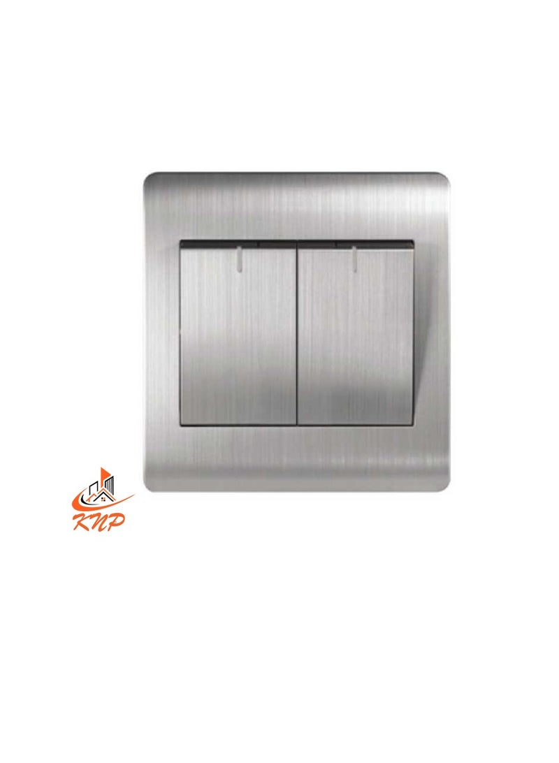 KNP 16A 2 Gang 1 Way Switch - Silver  - Image 1