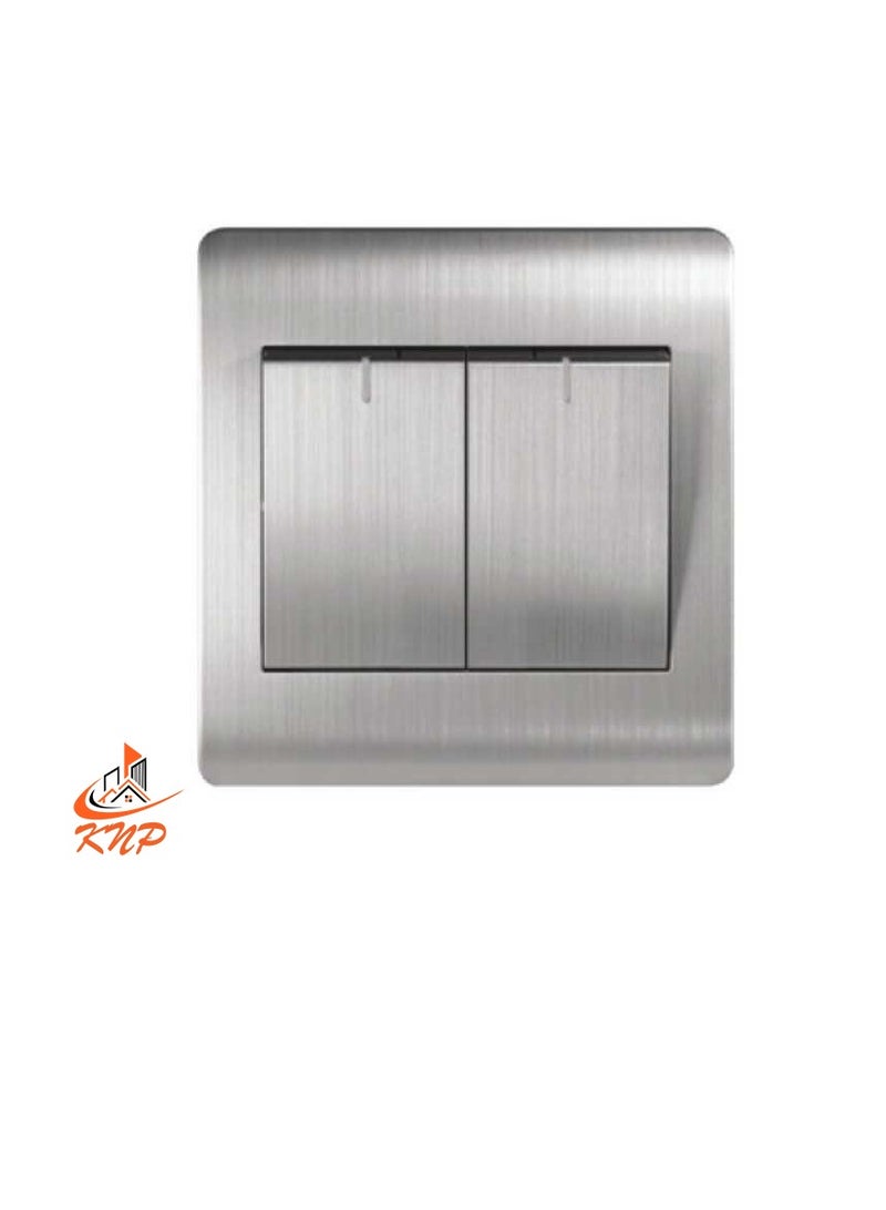 KNP 16A 2 Gang 1 Way Switch - Silver  - Image 2