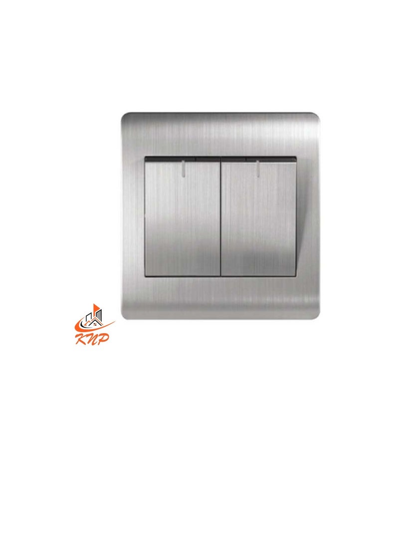 KNP 16A 2 Gang 1 Way Switch - Silver  - Image 3