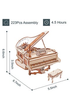Robotime ROKR Magic Piano Mechanical Music Box 3D Wooden Puzzle AMK81, Assembly Brain Teaser 3D Wooden Puzzle DIY Build Model Crafts Kits, Unique Gifts and Home Decor for Teens or Adults  - Image 1