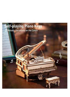 Robotime ROKR Magic Piano Mechanical Music Box 3D Wooden Puzzle AMK81, Assembly Brain Teaser 3D Wooden Puzzle DIY Build Model Crafts Kits, Unique Gifts and Home Decor for Teens or Adults  - Image 5