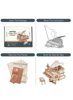 Robotime ROKR Magic Piano Mechanical Music Box 3D Wooden Puzzle AMK81, Assembly Brain Teaser 3D Wooden Puzzle DIY Build Model Crafts Kits, Unique Gifts and Home Decor for Teens or Adults  - Image 3