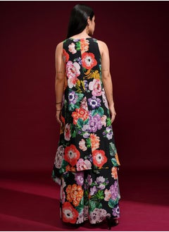 Vishudh Floral Printed Sleeveless Tunic and Pants Co-Ords  - Image 3
